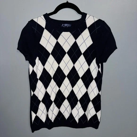 Banana Republic Sweater Top Blue and White Large Petite - Picture 1 of 3